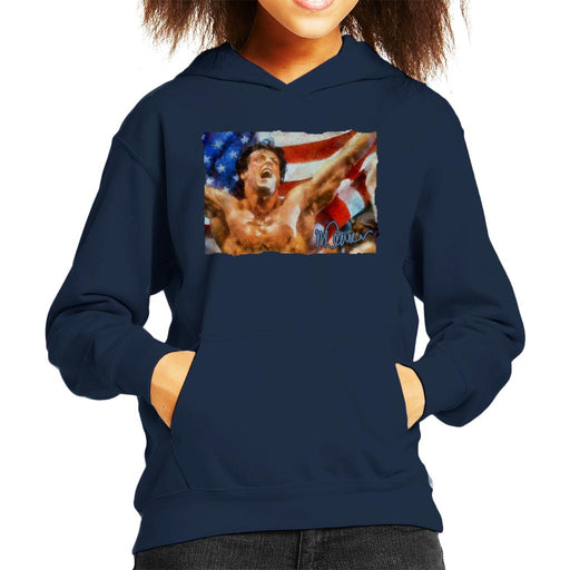Sidney Maurer Original Portrait Of Sylvester Stallone As Rocky Kid's Hooded Sweatshirt