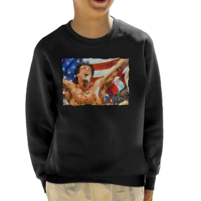 Sidney Maurer Original Portrait Of Sylvester Stallone As Rocky Kid's Sweatshirt