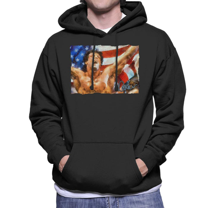 Sidney Maurer Original Portrait Of Sylvester Stallone As Rocky Men's Hooded Sweatshirt