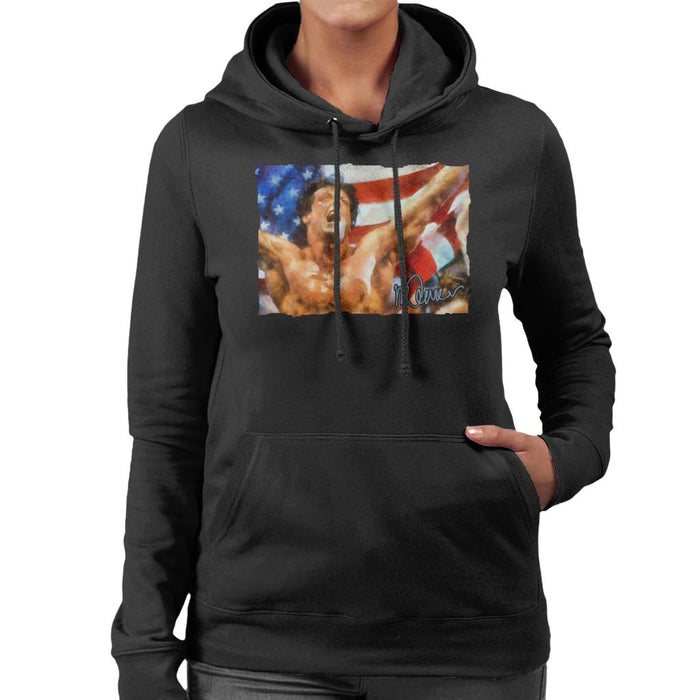 Sidney Maurer Original Portrait Of Sylvester Stallone As Rocky Women's Hooded Sweatshirt