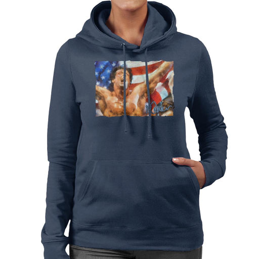 Sidney Maurer Original Portrait Of Sylvester Stallone As Rocky Women's Hooded Sweatshirt