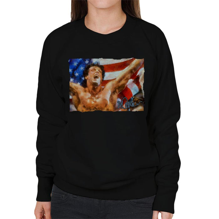Sidney Maurer Original Portrait Of Sylvester Stallone As Rocky Women's Sweatshirt