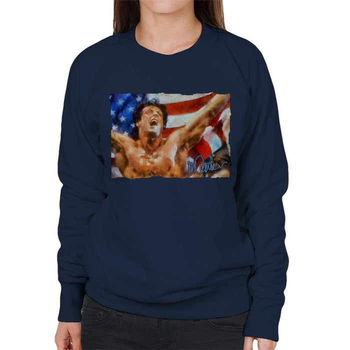 Sidney Maurer Original Portrait Of Sylvester Stallone As Rocky Women's Sweatshirt