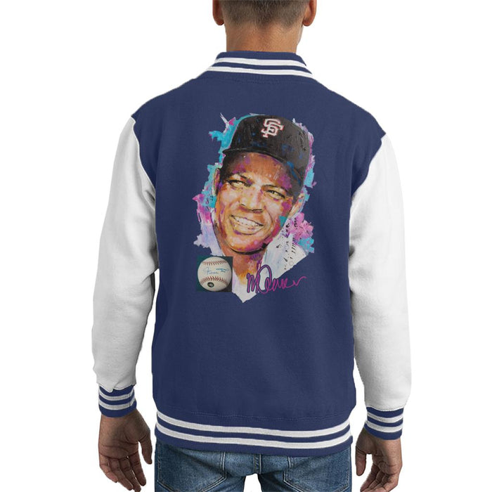 Sidney Maurer Original Portrait Of Willie Mays Kid's Varsity Jacket