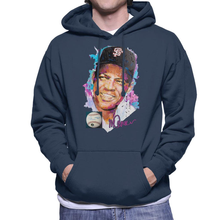 Sidney Maurer Original Portrait Of Willie Mays Men's Hooded Sweatshirt