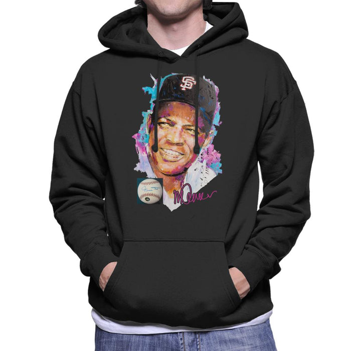 Sidney Maurer Original Portrait Of Willie Mays Men's Hooded Sweatshirt