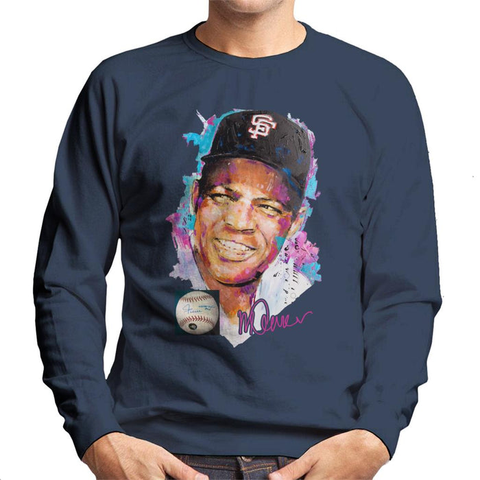 Sidney Maurer Original Portrait Of Willie Mays Men's Sweatshirt