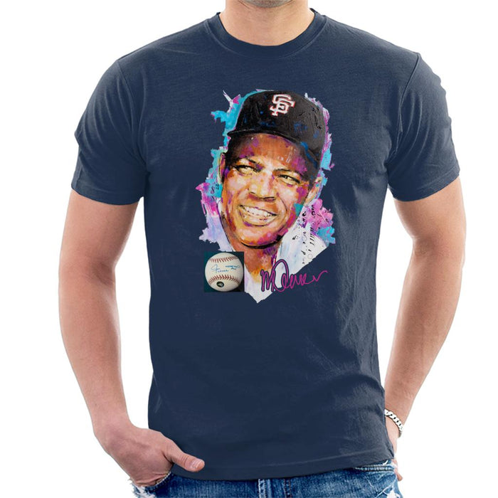 Sidney Maurer Original Portrait Of Willie Mays Men's T-Shirt