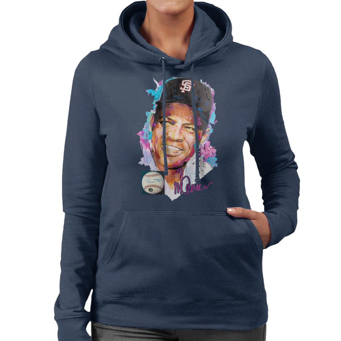 Sidney Maurer Original Portrait Of Willie Mays Women's Hooded Sweatshirt