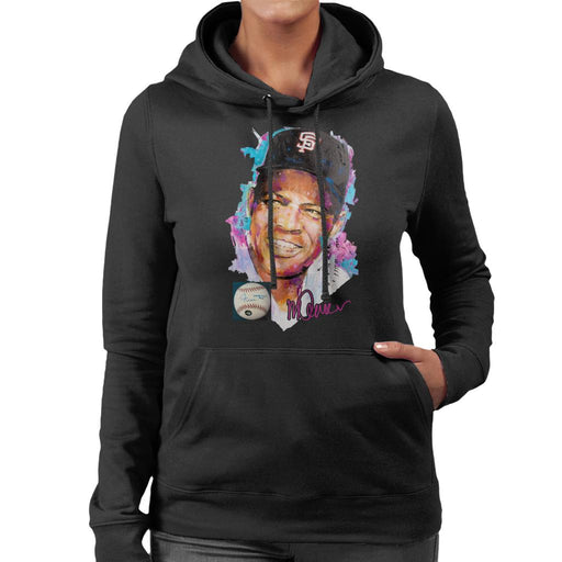 Sidney Maurer Original Portrait Of Willie Mays Women's Hooded Sweatshirt