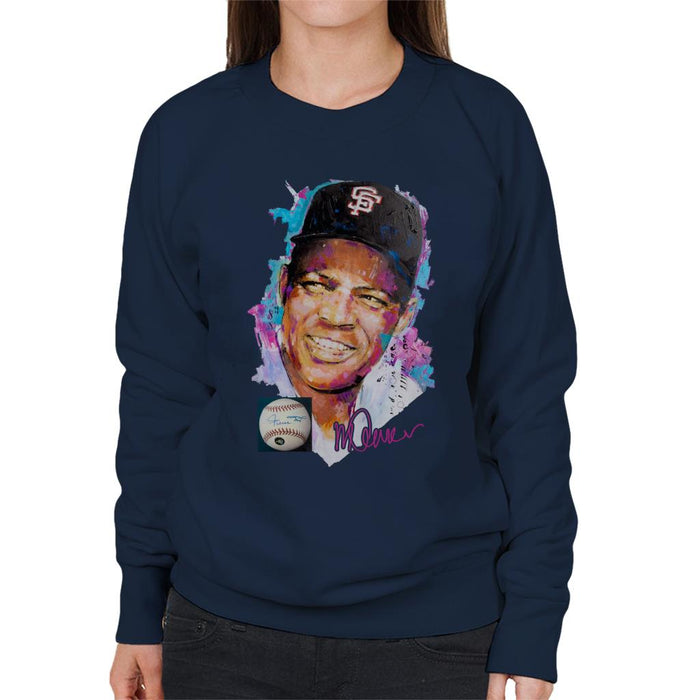 Sidney Maurer Original Portrait Of Willie Mays Women's Sweatshirt