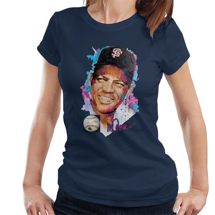 Sidney Maurer Original Portrait Of Willie Mays Women's T-Shirt