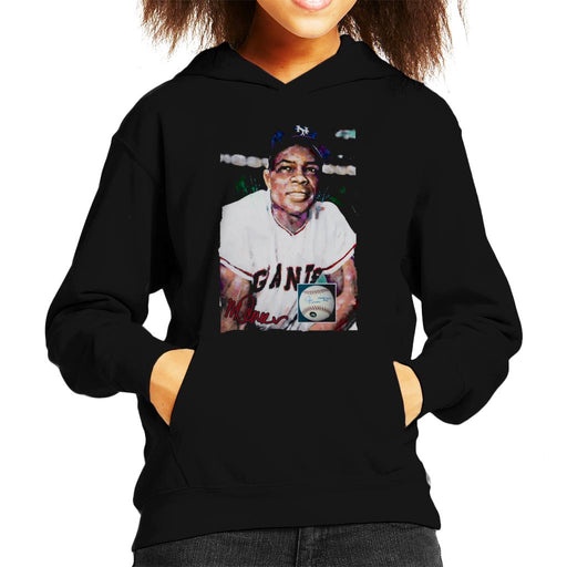 Sidney Maurer Original Portrait Of Giants Star Willie Mays Kid's Hooded Sweatshirt