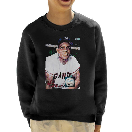 Sidney Maurer Original Portrait Of Giants Star Willie Mays Kid's Sweatshirt