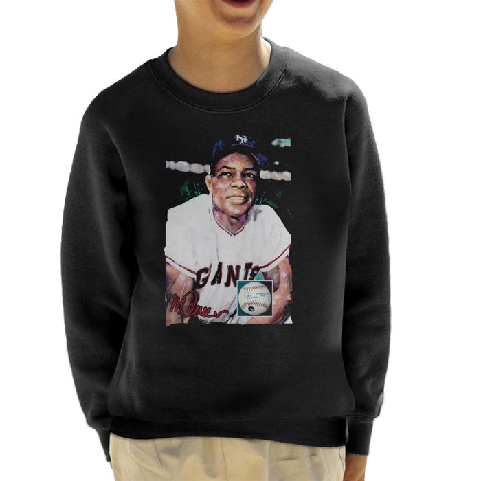Sidney Maurer Original Portrait Of Giants Star Willie Mays Kid's Sweatshirt