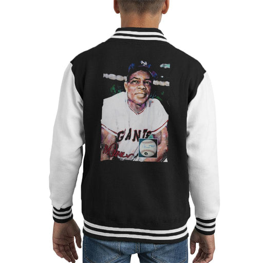Sidney Maurer Original Portrait Of Giants Star Willie Mays Kid's Varsity Jacket