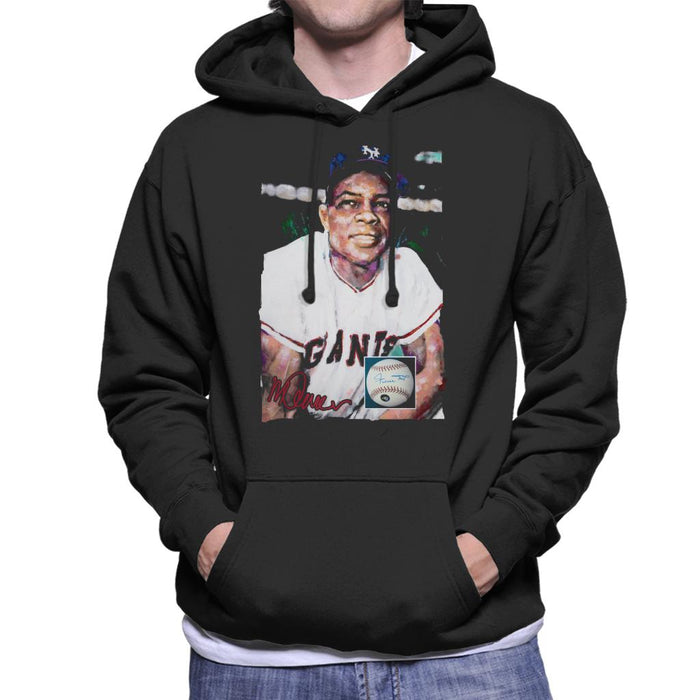 Sidney Maurer Original Portrait Of Giants Star Willie Mays Men's Hooded Sweatshirt