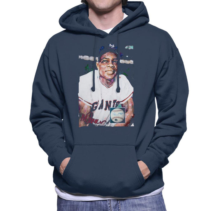 Sidney Maurer Original Portrait Of Giants Star Willie Mays Men's Hooded Sweatshirt