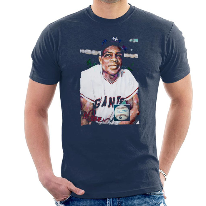 Sidney Maurer Original Portrait Of Giants Star Willie Mays Men's T-Shirt