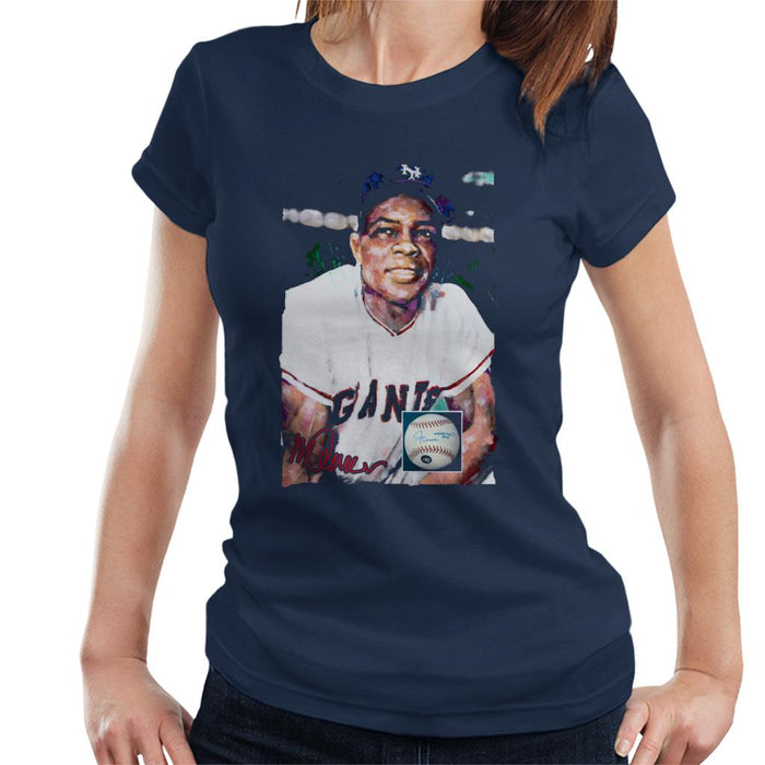 Sidney Maurer Original Portrait Of Giants Star Willie Mays Women's T-Shirt