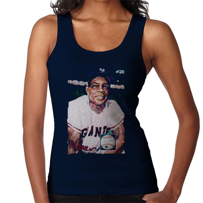 Sidney Maurer Original Portrait Of Giants Star Willie Mays Women's Vest