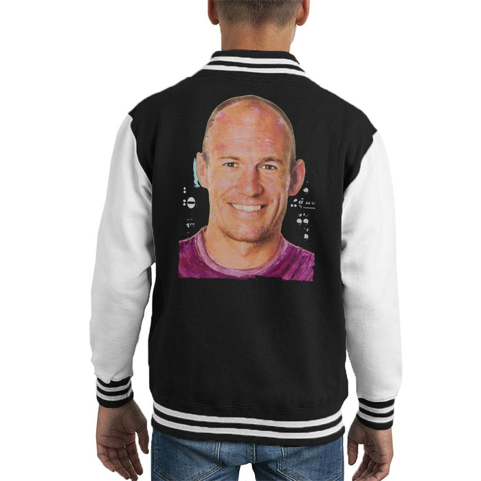 Sidney Maurer Original Portrait Of Footballer Arjen Robben Kid's Varsity Jacket