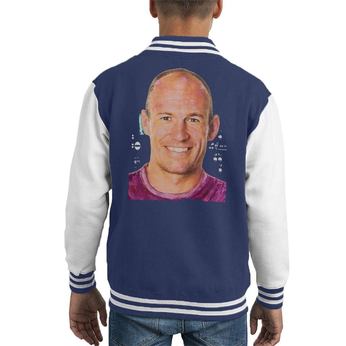 Sidney Maurer Original Portrait Of Footballer Arjen Robben Kid's Varsity Jacket
