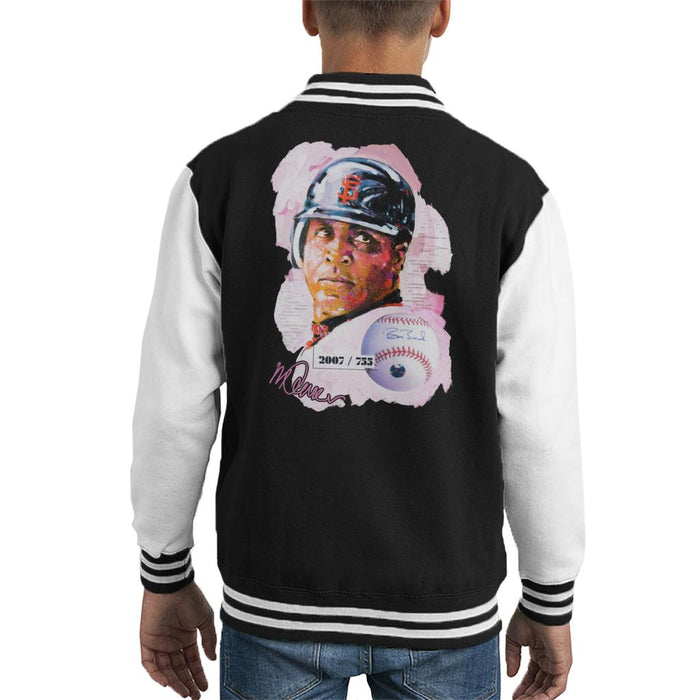Sidney Maurer Original Portrait Of Giants Baseball Player Barry Bonds Kid's Varsity Jacket