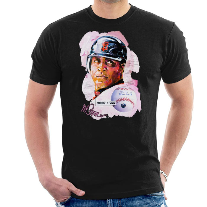 Sidney Maurer Original Portrait Of Giants Baseball Player Barry Bonds Men's T-Shirt