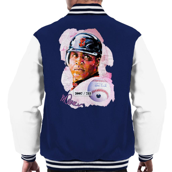 Sidney Maurer Original Portrait Of Giants Baseball Player Barry Bonds Men's Varsity Jacket