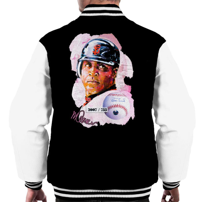 Sidney Maurer Original Portrait Of Giants Baseball Player Barry Bonds Men's Varsity Jacket
