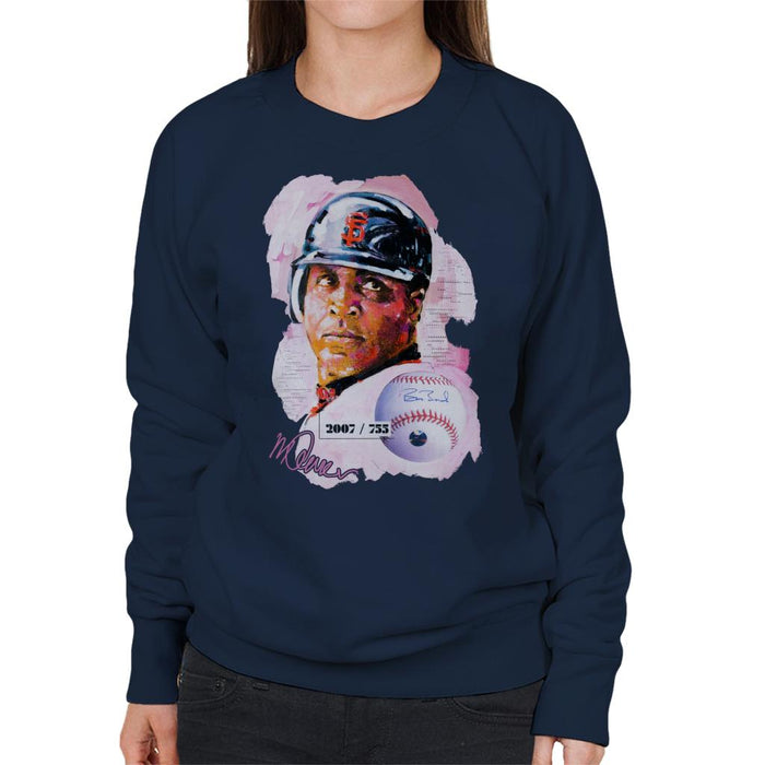 Sidney Maurer Original Portrait Of Giants Baseball Player Barry Bonds Women's Sweatshirt