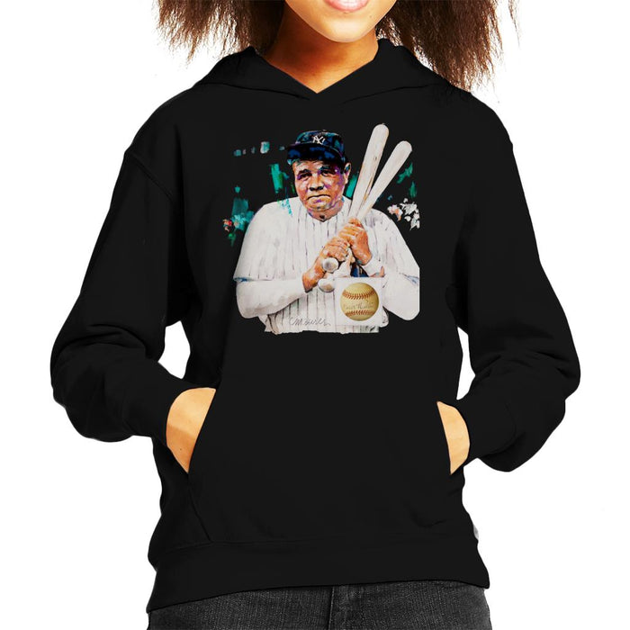 Sidney Maurer Original Portrait Of Giants Baseball Player Babe Ruth Kid's Hooded Sweatshirt