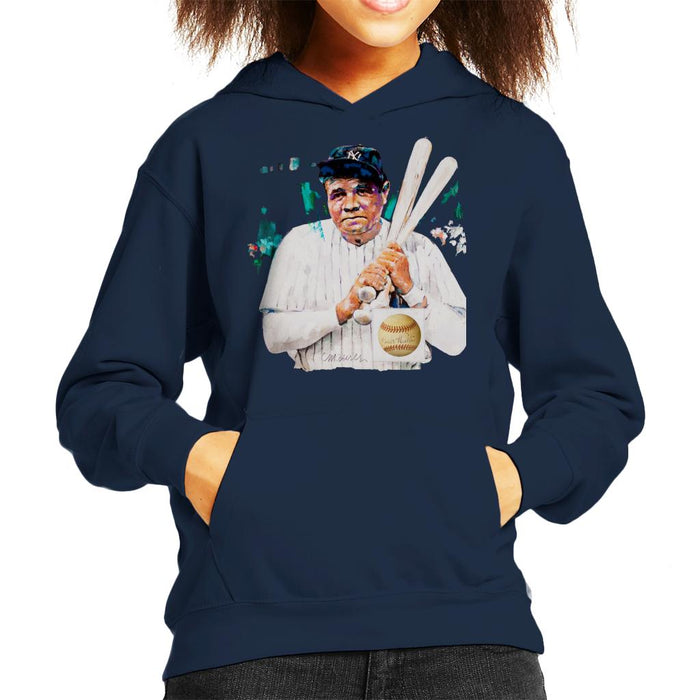Sidney Maurer Original Portrait Of Giants Baseball Player Babe Ruth Kid's Hooded Sweatshirt