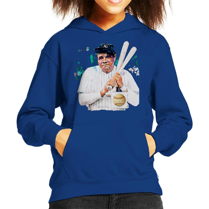 Sidney Maurer Original Portrait Of Giants Baseball Player Babe Ruth Kid's Hooded Sweatshirt