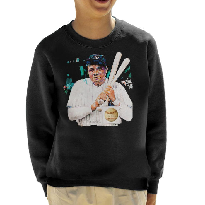 Sidney Maurer Original Portrait Of Giants Baseball Player Babe Ruth Kid's Sweatshirt