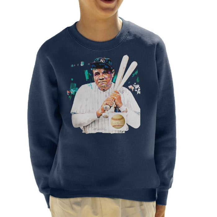 Sidney Maurer Original Portrait Of Giants Baseball Player Babe Ruth Kid's Sweatshirt