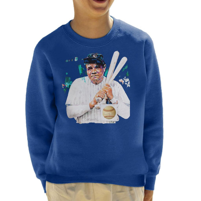Sidney Maurer Original Portrait Of Giants Baseball Player Babe Ruth Kid's Sweatshirt