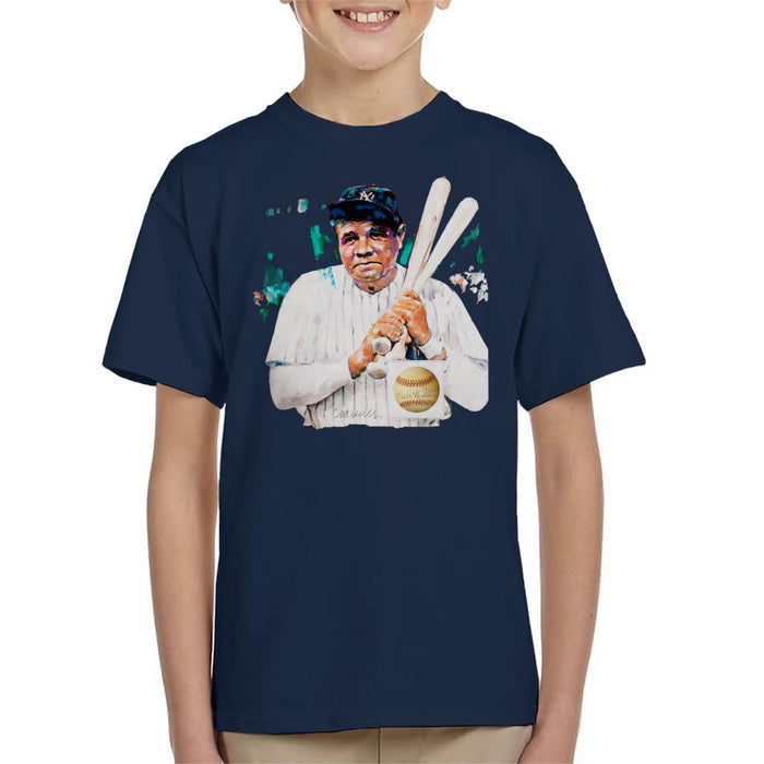 Sidney Maurer Original Portrait Of Giants Baseball Player Babe Ruth Kid's T-Shirt