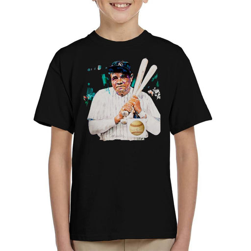 Sidney Maurer Original Portrait Of Giants Baseball Player Babe Ruth Kid's T-Shirt