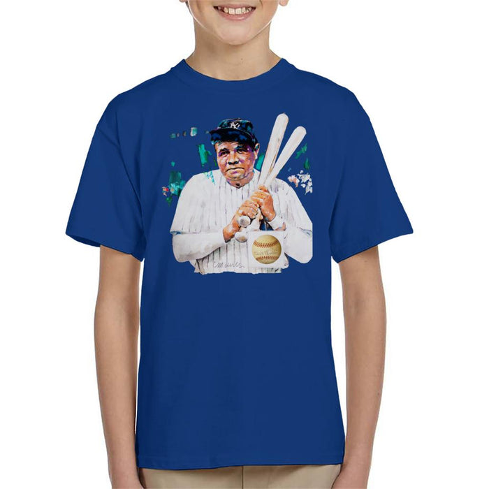 Sidney Maurer Original Portrait Of Giants Baseball Player Babe Ruth Kid's T-Shirt