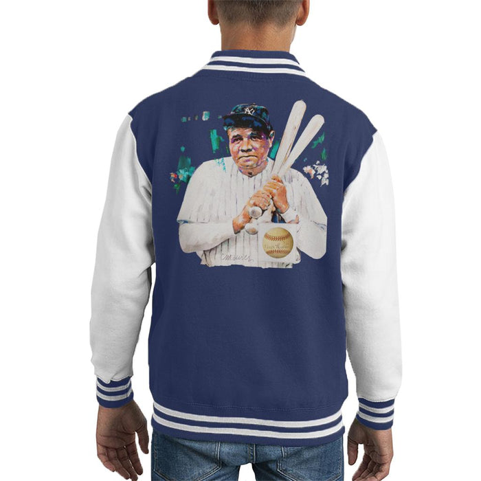 Sidney Maurer Original Portrait Of Giants Baseball Player Babe Ruth Kid's Varsity Jacket