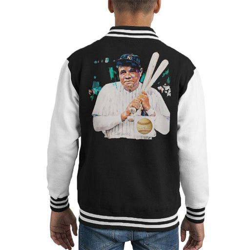 Sidney Maurer Original Portrait Of Giants Baseball Player Babe Ruth Kid's Varsity Jacket