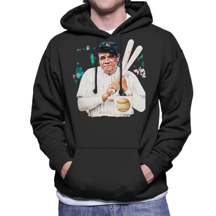Sidney Maurer Original Portrait Of Giants Baseball Player Babe Ruth Men's Hooded Sweatshirt
