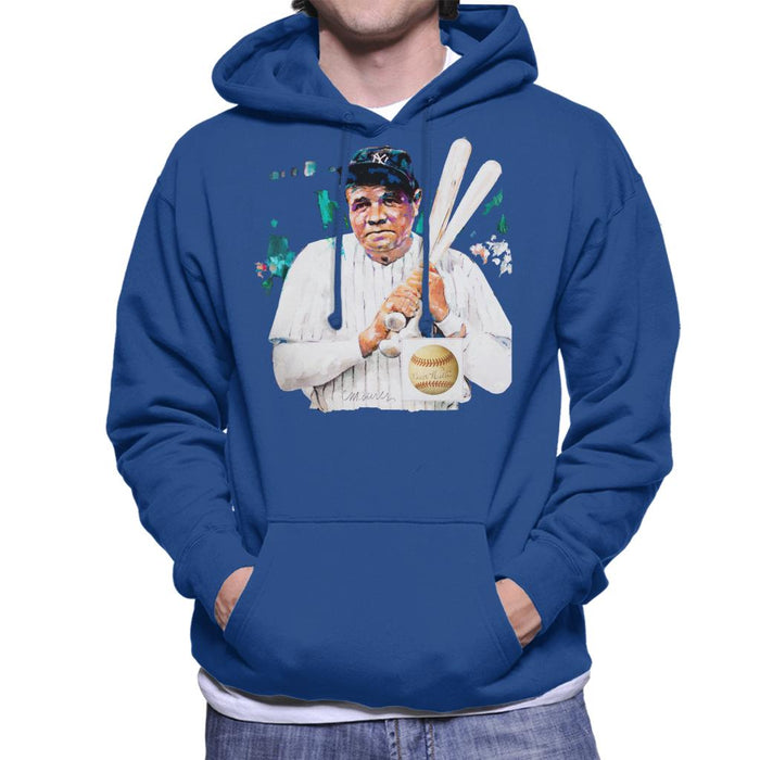 Sidney Maurer Original Portrait Of Giants Baseball Player Babe Ruth Men's Hooded Sweatshirt