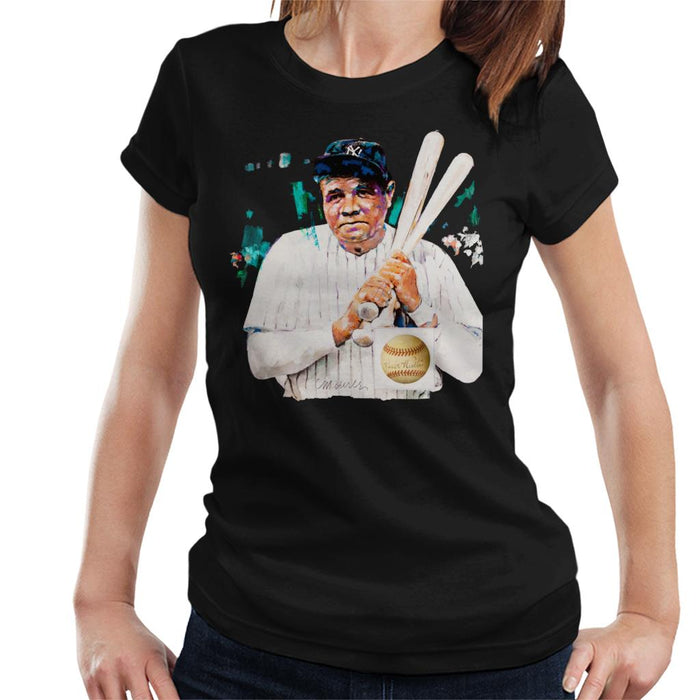 Sidney Maurer Original Portrait Of Giants Baseball Player Babe Ruth Women's T-Shirt