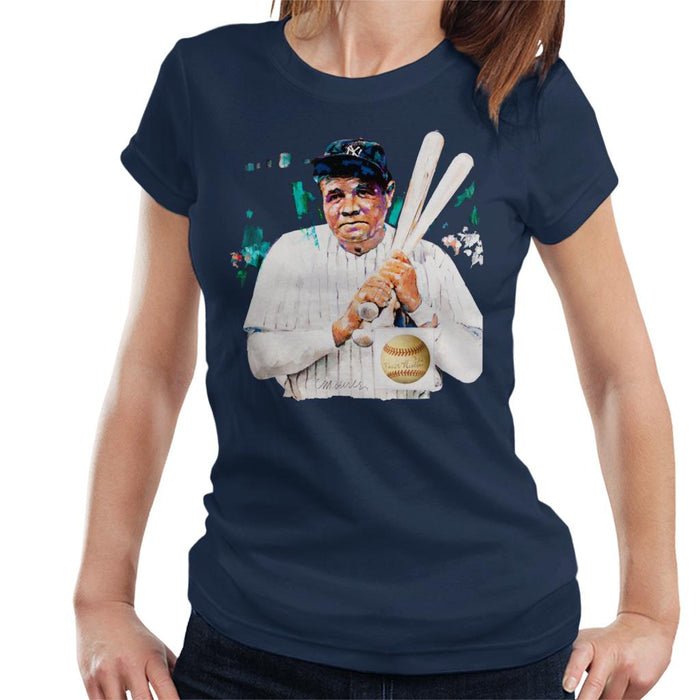 Sidney Maurer Original Portrait Of Giants Baseball Player Babe Ruth Women's T-Shirt
