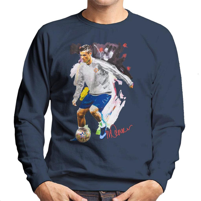 Sidney Maurer Original Portrait Of Cristiano Ronaldo Dribbling A Football Men's Sweatshirt