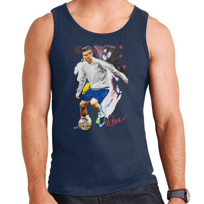 Sidney Maurer Original Portrait Of Cristiano Ronaldo Dribbling A Football Men's Vest