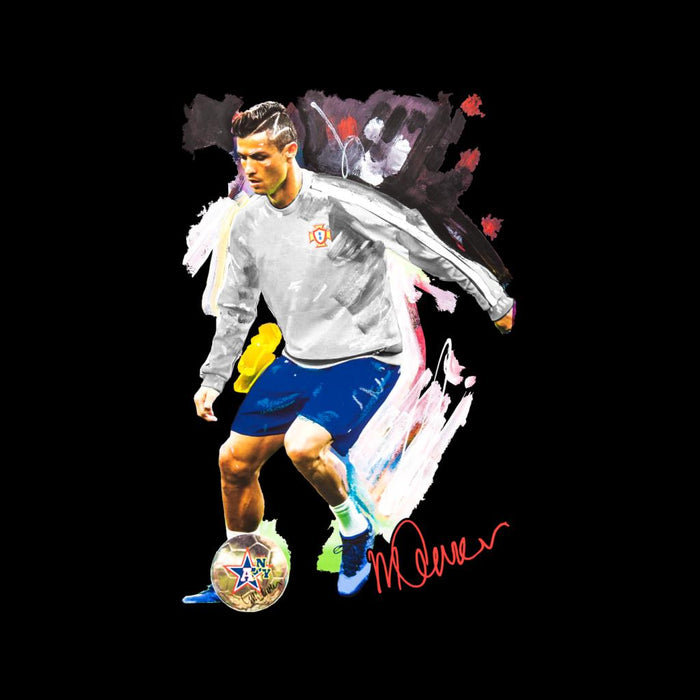 Sidney Maurer Original Portrait Of Cristiano Ronaldo Dribbling A Football Men's Sweatshirt